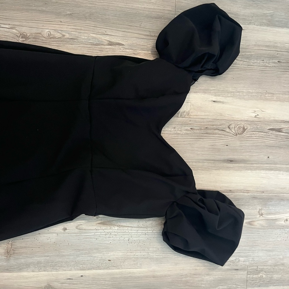 Lulus Dress Black puff sleeve Bodycon Midi dress
